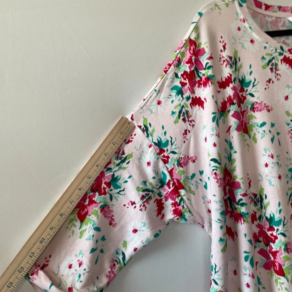 NWT Crown & Ivy Womens Baby Pink 3/4 Sleeve Floral Oversized Top Plus Size 4X - Picture 7 of 8